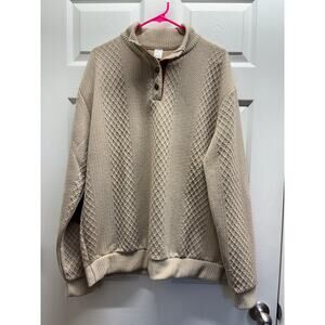 HengSheng Men's Size XL Tan Textured Elbow Patch Popover Pullover Sweater